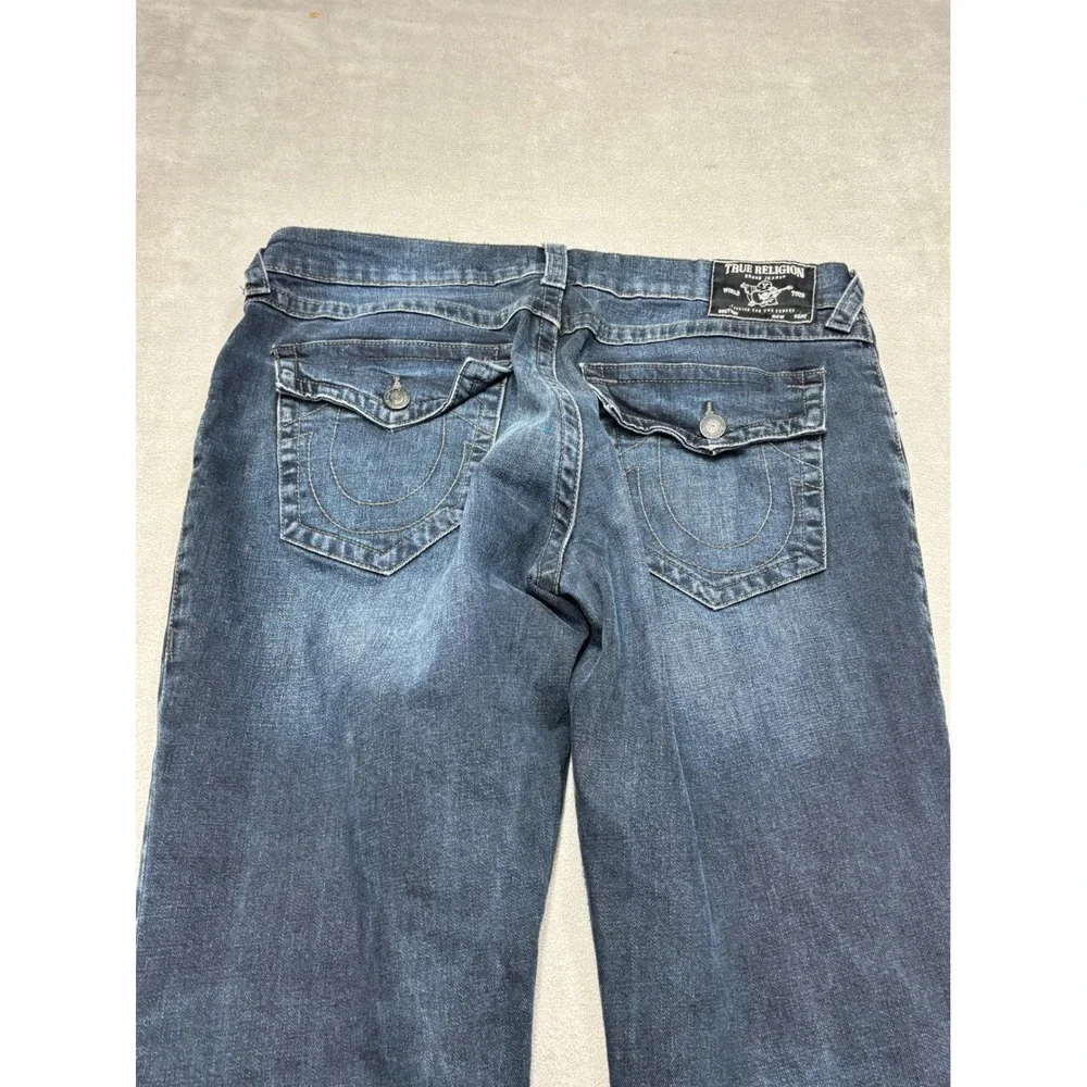 True Religion Geno Relaxed Slim Jeans Mens 38 Dark Wash Blue Geno Flap SN Denim
